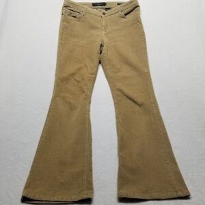 CALVIN KLEIN 8/32 Pants Flare Low Rise Corduroy Camel Tan Academia Bohemian Boho